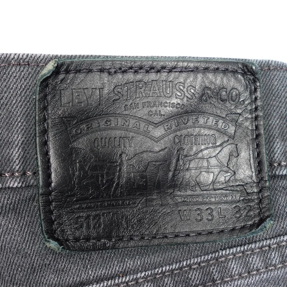 Levi's 512 Jeans Mens 33x32 Black Slim Taper Fit Denim Casual Everyday Wear